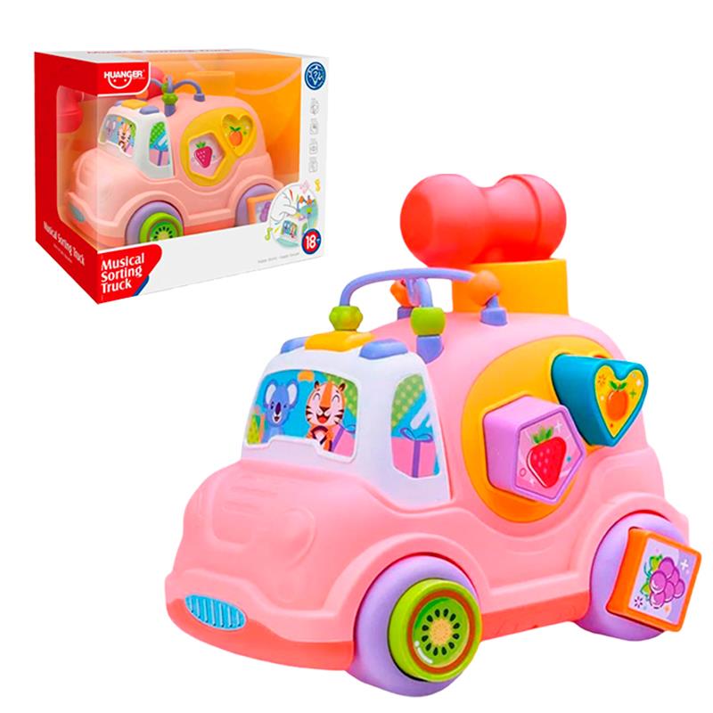 CARRINHO HUANGER C/BLOCOS DE ENCAIXE E MUSICA HE0548