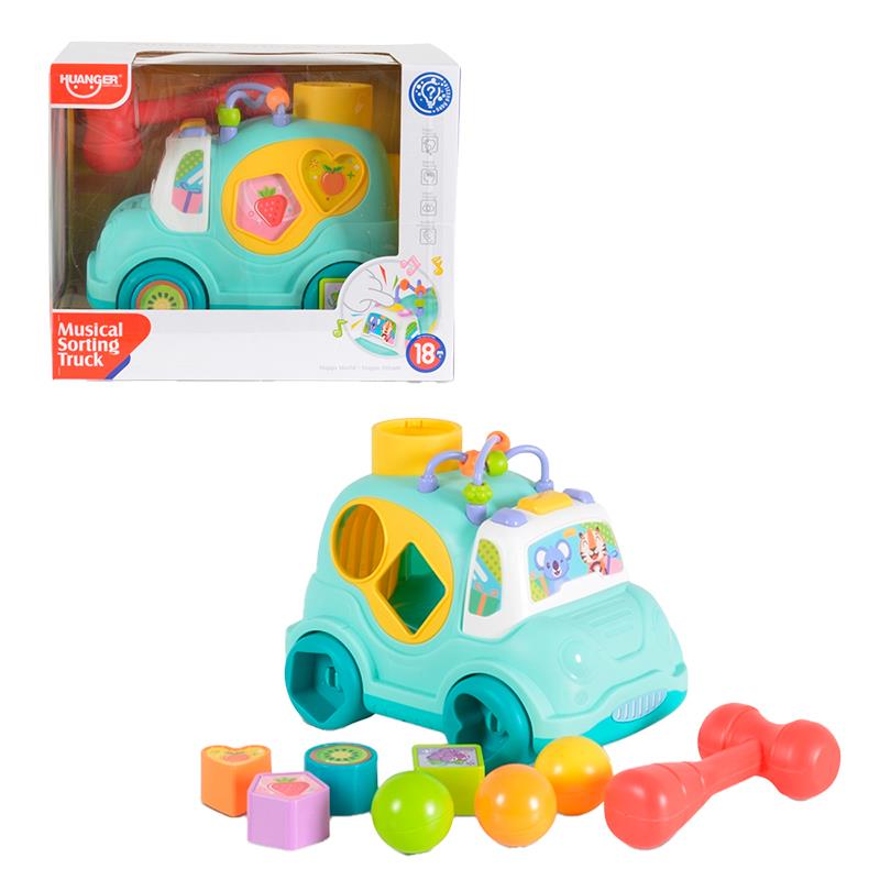CARRINHO HUANGER C/BLOCOS DE ENCAIXE E MUSICA HE0547