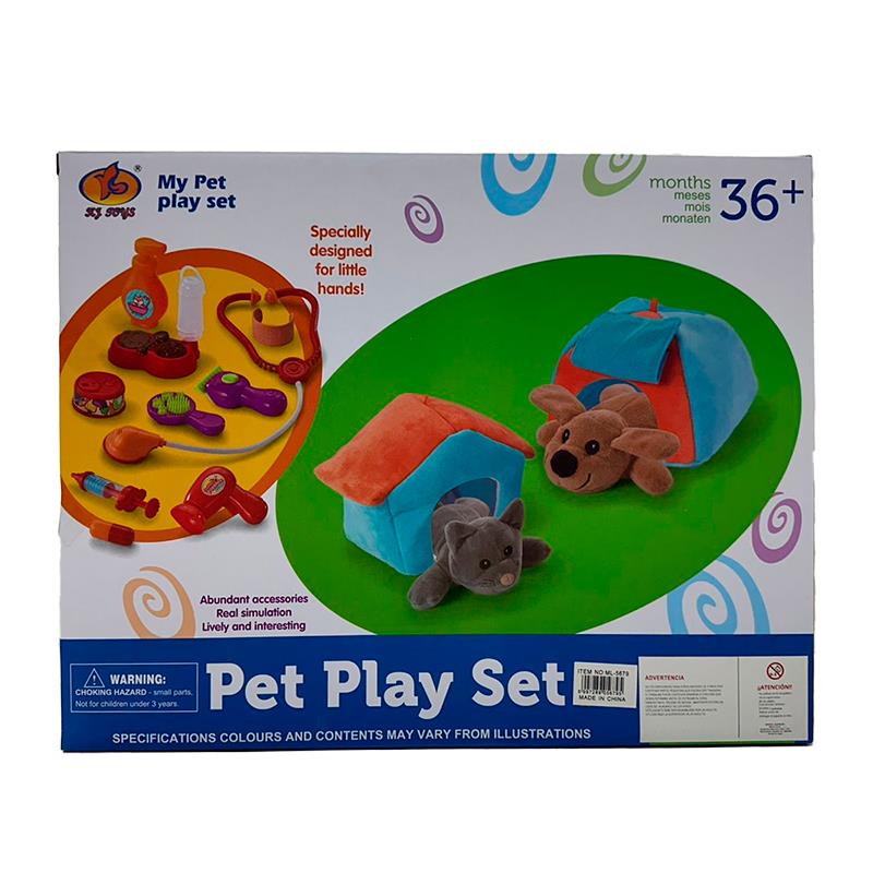 CONJUNTO DE BRINQUEDO KJ TOYS CACHORRINHO GATO E SUA CASINHAS KJ12AB2