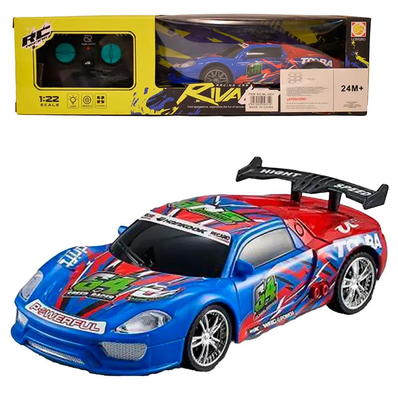 CARRO CONTROLE REMOTO RC RACING RIVALRY 168-60D AZUL E AMARELO