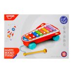 BRINQUEDO HUANGER XILOFONE FOGUETE COM RODINHAS HE8040 VERMELHO E AZUL