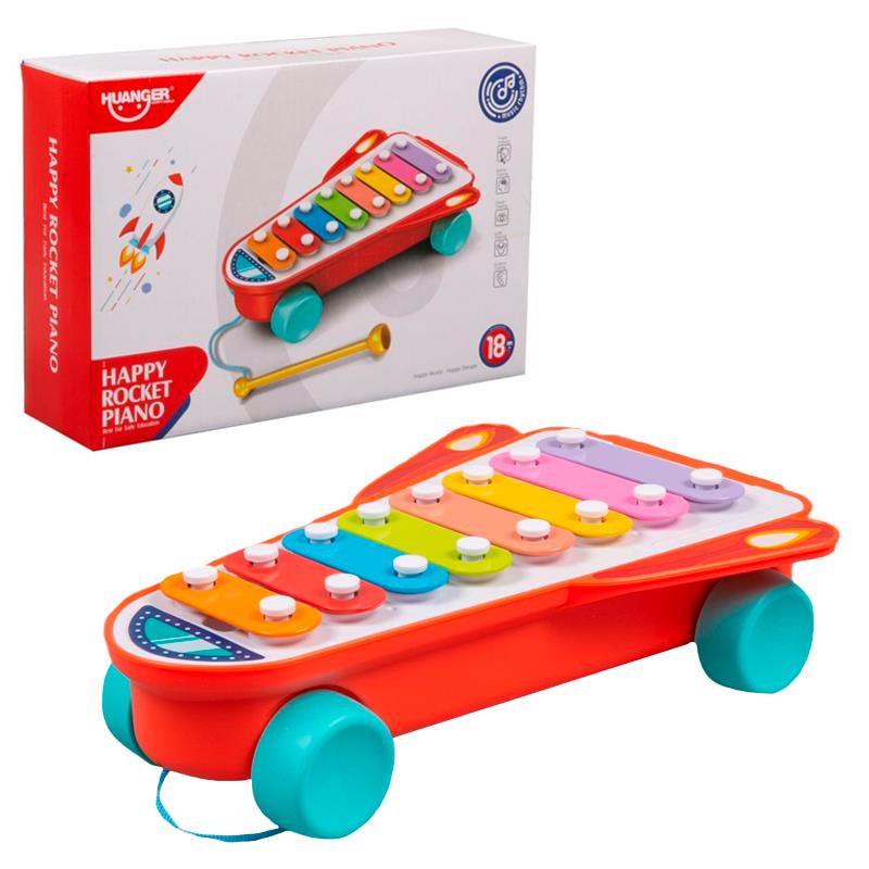 BRINQUEDO HUANGER XILOFONE FOGUETE COM RODINHAS HE8040