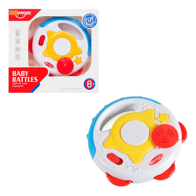 BRINQUEDO HUANGER PANDEIRO MUSICAL COM LUZ E SOM HE0511