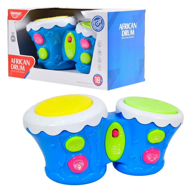 BRINQUEDO HUANGER TAMBOR DUPLO COM LUZES SONS E MUSICA HE0505