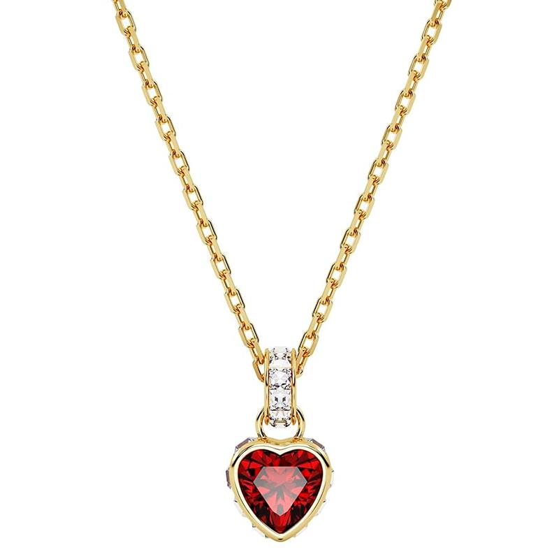 COLAR COM PINGENTE SWAROVSKI CHROMA PENDANT HEART 5660037 RED GOLDTONE