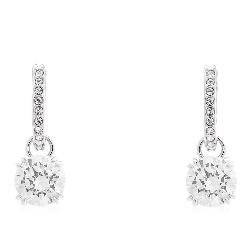 BRINCOS SWAROVSKI STILLA MEDIUM DROP ROUND CUT 5649007 WHITE