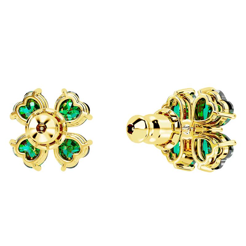 BRINCOS SWAROVSKI IDYLLIA CLOVER 5689702 GREEN GOLDTONE