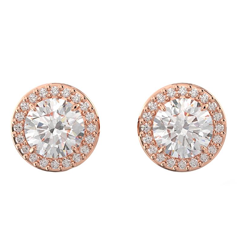 BRINCOS SWAROVSKI UNA ROUND CUT PAVE 5648995 WHITE ROSE GOLDTONE