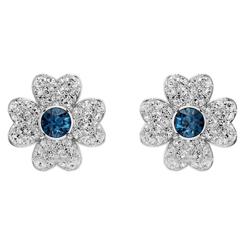 BRINCOS SWAROVSKI SYMBOLICA STUD CLOVER 5734545 BLUE
