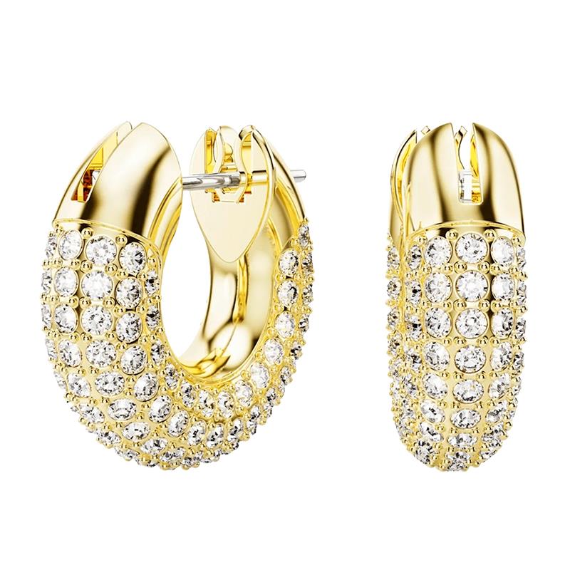 BRINCOS DE ARGOLA SWAROVSKI DEXTERA HOOP MEDIUM 5689685 WHITE GOLDTONE