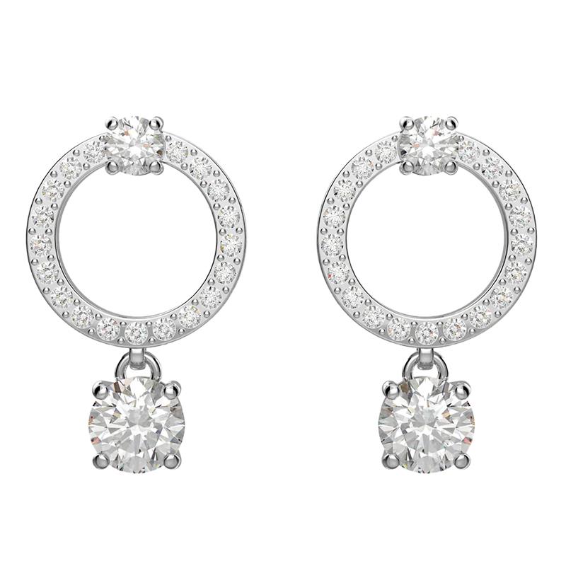 BRINCOS DE ARGOLA SWAROVSKI CONSTELLA CIRCLE ROUND CUT 5633835 WHITE