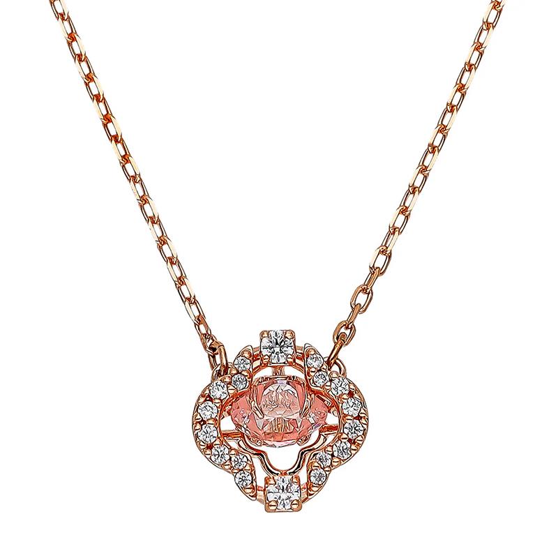 COLAR COM PINGENTE SWAROVSKI UNA NECKLACE HEART MEDIUM 5604192 WHITE ROSE GOLDTONE