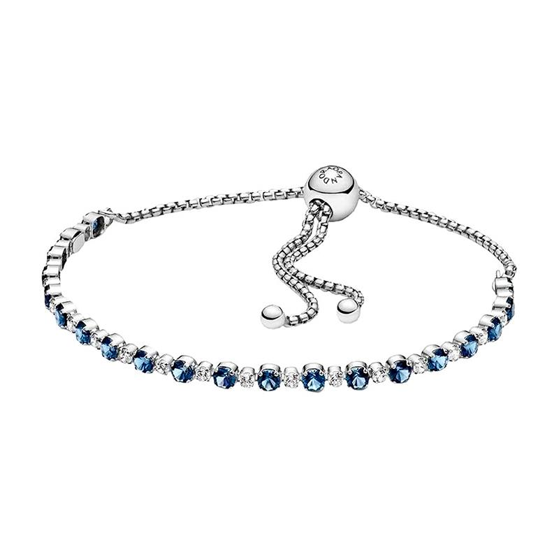 PULSEIRA SWAROVSKI RIVIERA MATRIX TENNIS BRACELET ROUND CUT 5734473 BLUE
