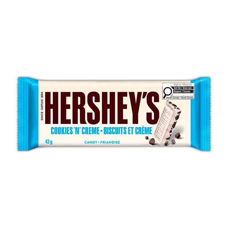 BARRA DE CHOCOLATE BRANCO HERSHEYS COOKIES N CREME 43G