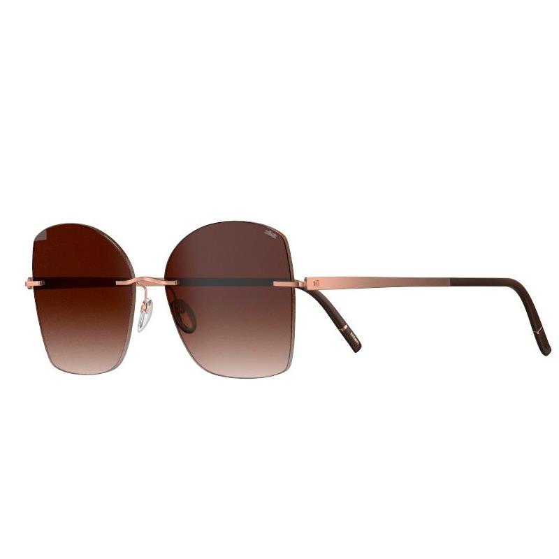 OCULOS DE SOL SILHOUETTE FEMININO TERRANEA 8193/75 3530 TAM 55 15 150MM OURO ROSA MARROM