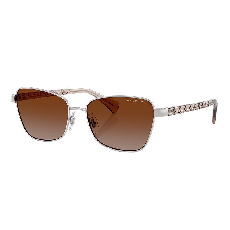 OCULOS DE SOL RALPH LAUREN UNISSEX RA4149 9492T5 TAM 56 16 145 PRATA / LENTES MARROM DEGRADE POLARIZADAS