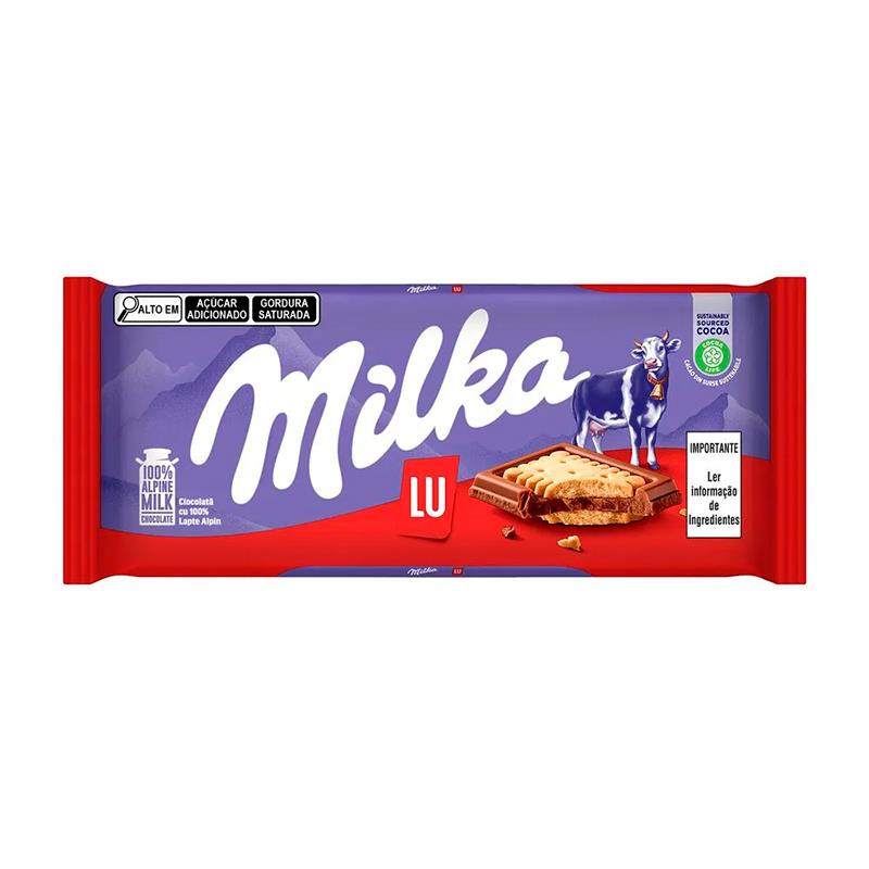 BARRA DE CHOCOLATE MILKA LU RECHEADO 87G