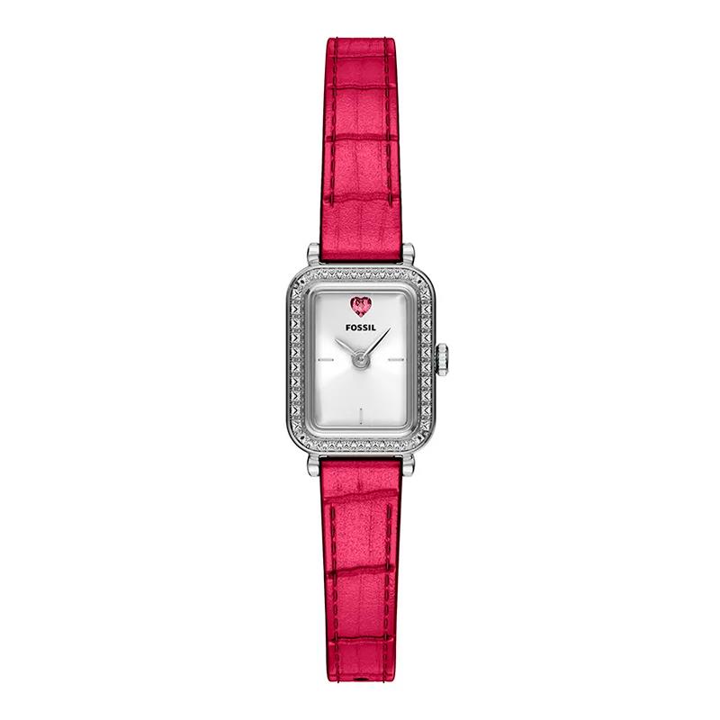 RELOGIO FEMININO FOSSIL QUARTZO TAM 18MM COURO ES5466 BORDO