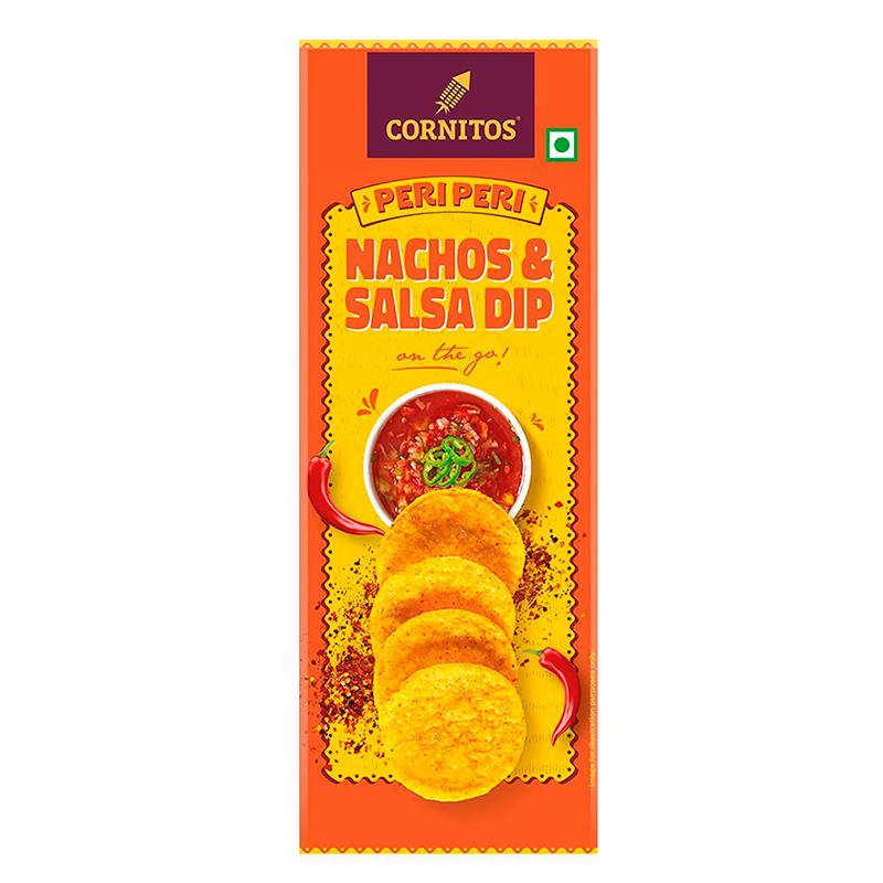 TORTILHA CHIPS CORNITOS NACHOS E SALSA DIP PERI PERI 70G