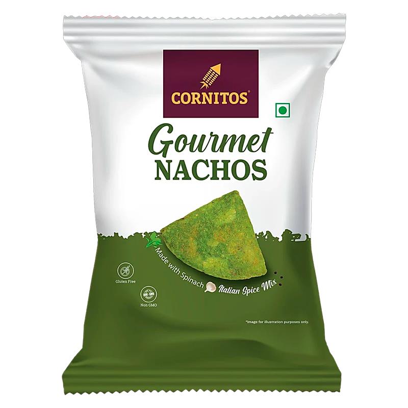 TORTILHA CHIPS CORNITOS NACHO CRISPS SPINACH E ITALIAN HERBS 70G