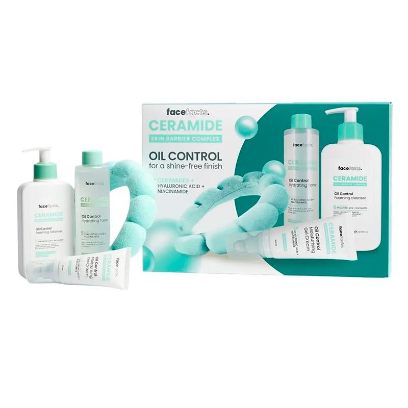 KIT DE SKIN CARE FACE FACTS CERAMIDE OIL CONTROL KICK START GEL CREME 50ML TONICO 200ML ESPUMA DE LIMPEZA 200ML
