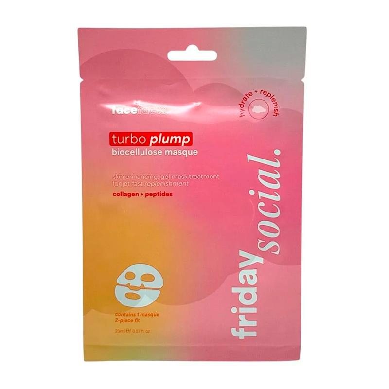 MASCARA FACIAL FACE FACTS FRIDAY SOCIAL BIOCELLULOSE MASQUE TURBO PLUMP 20ML