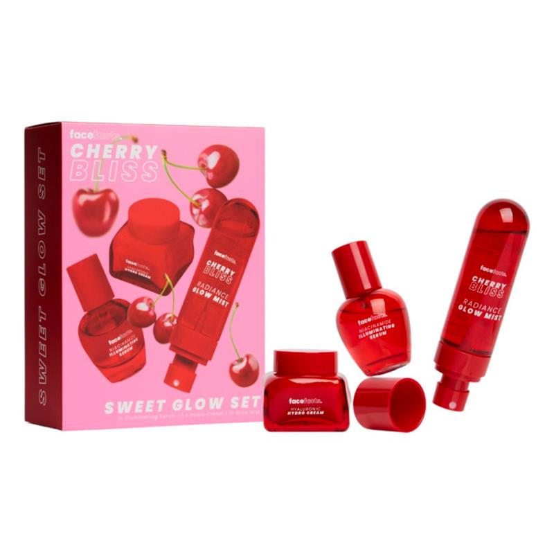 KIT DE SKIN CARE FACE FACTS CHERRY BLISS SWEET GLOW SET CREME 45ML SERUM 30ML NEVOA 80ML