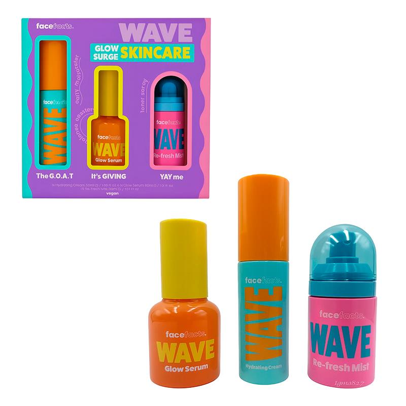 KIT DE SKIN CARE FACE FACTS WAVE GLOW SURGE SKINCARE SET CREME 50ML SERUM 30ML NEVOA 50ML