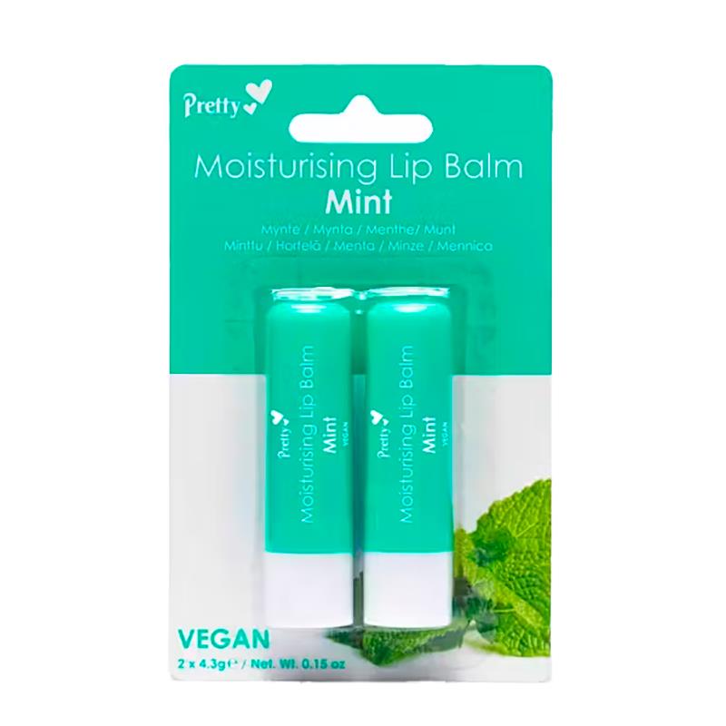 HIDRATANTE LABIAL PRETTY MOISTURISING LIP BALM MINT TWIN PACK 24/48 2UN X 4.3G