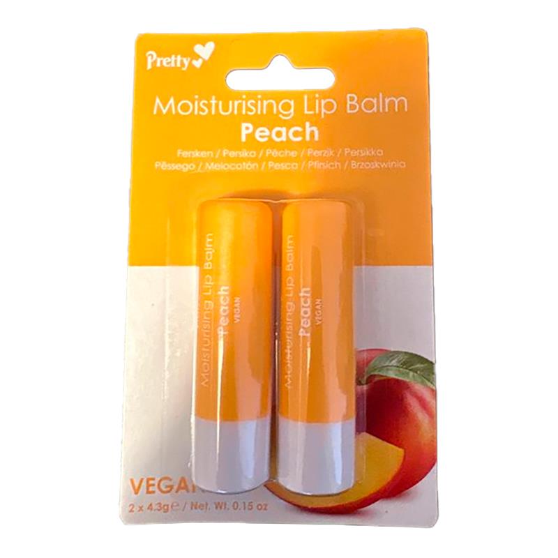 HIDRATANTE LABIAL PRETTY MOISTURISING LIP BALM PEACH TWIN PACK 24/48 2UN X 4.3G