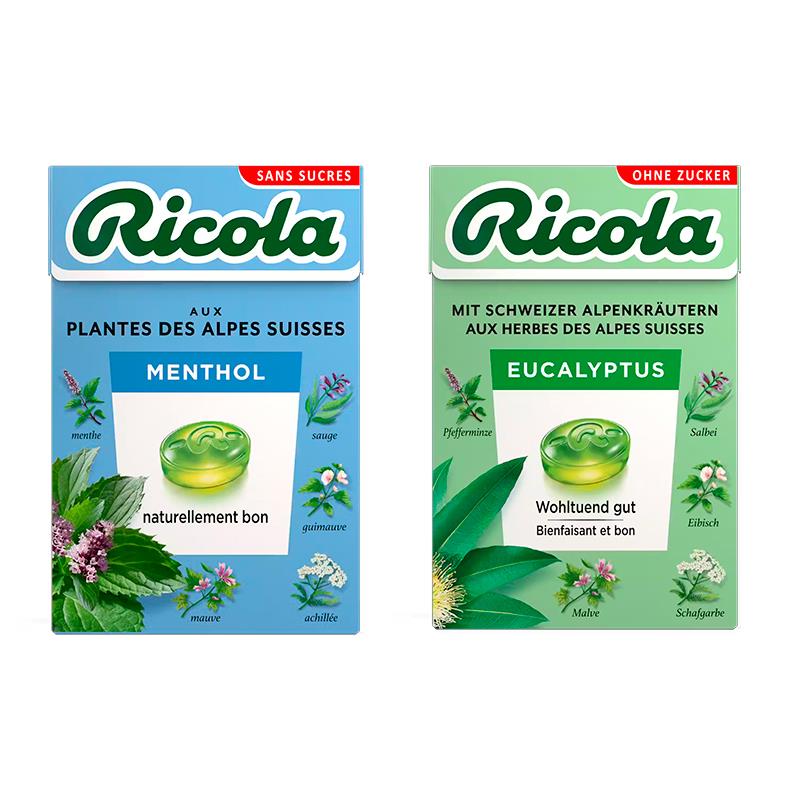 BALA RICOLA EUCALYPTUS OU MENTHOL DE ERVAS SUICAS SEM ACUCAR 27,5G