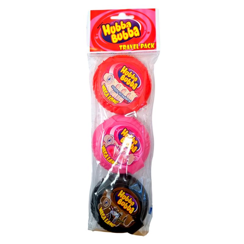 CHICLETE HUBBA BUBBA CHEWING GUM WRIGLEYS BUBBLETAPE TRAVEL PACK 3X56G