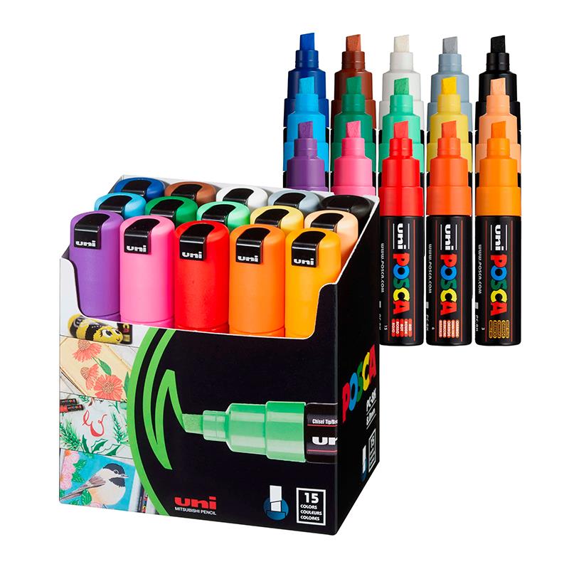 MARCADORES UNI POSCA 15 CORES PC8K 8MM MAR8PC/15C