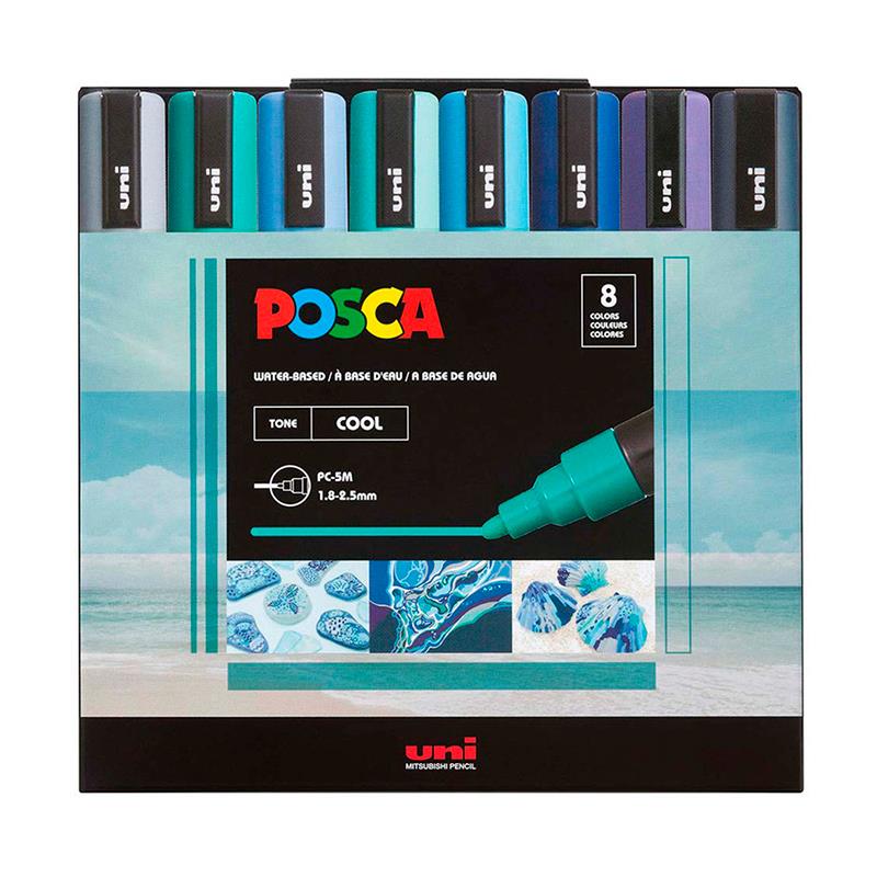 MARCADORES UNI POSCA 8 CORES FRIAS PC5M 2,5MM MAR5PC/8CC