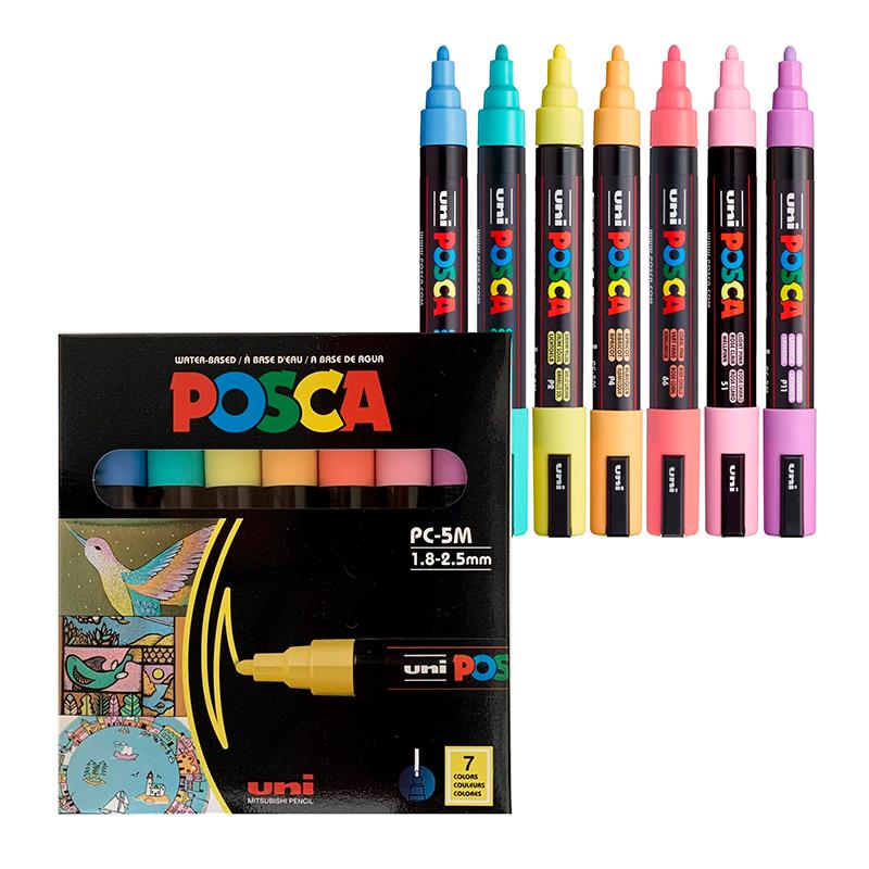 MARCADORES UNI POSCA 7 CORES PASTEL PC5M 2,5MM MAR5PC/7P
