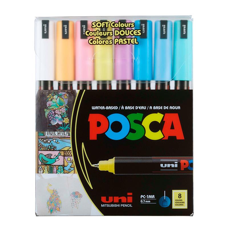 MARCADORES UNI POSCA 8 CORES PASTEL PC1MR 0,7MM MAR1MR/8P