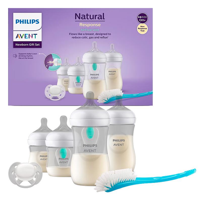 KIT PHILIPS AVENT NATURAL 3.0 SCD657/11 MAMADEIRAS 125ML E 260ML + AIRFREE VENT + ESCOVA + CHUPETA