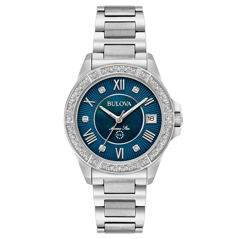RELOGIO FEMININO BULOVA 32MM 96R215 PRATA/AZUL