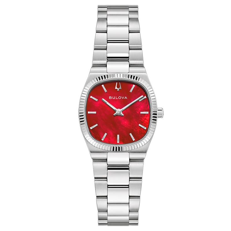 RELOGIO FEMININO BULOVA 24MM 96L354 PRATA/VERMELHO