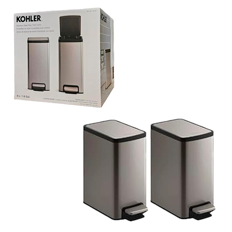 LIXEIRA KOHLER ACO INOXIDAVEL 6L 2UN