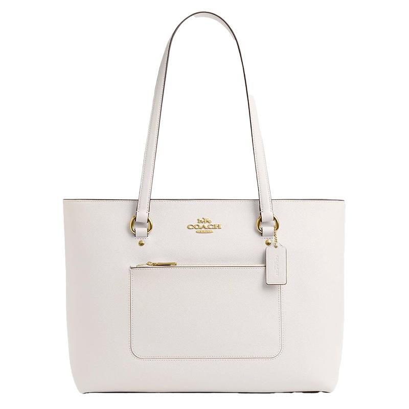 BOLSA FEMININA COACH LEATHER STATION TOTE CCD71 COURO CHALK BRANCA