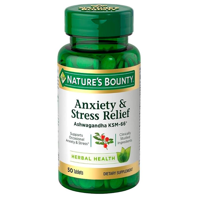 COMPLEMENTO ALIMENTAR NATURES BOUNTY ANXIETY E STRESS RELIEF ASHWAGANDHA KSM-66 50UN