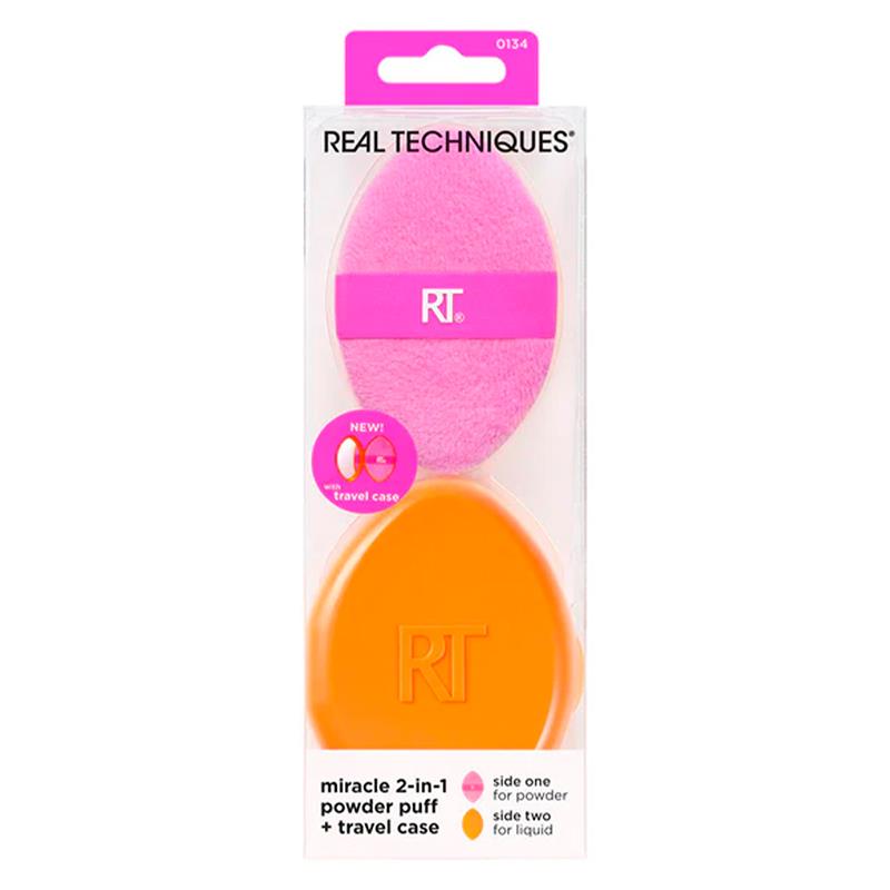 ESPONJA REAL TECHNIQUES MIRACLE PARA PO 2 EM 1 + ESTOJO DE VIAGEM