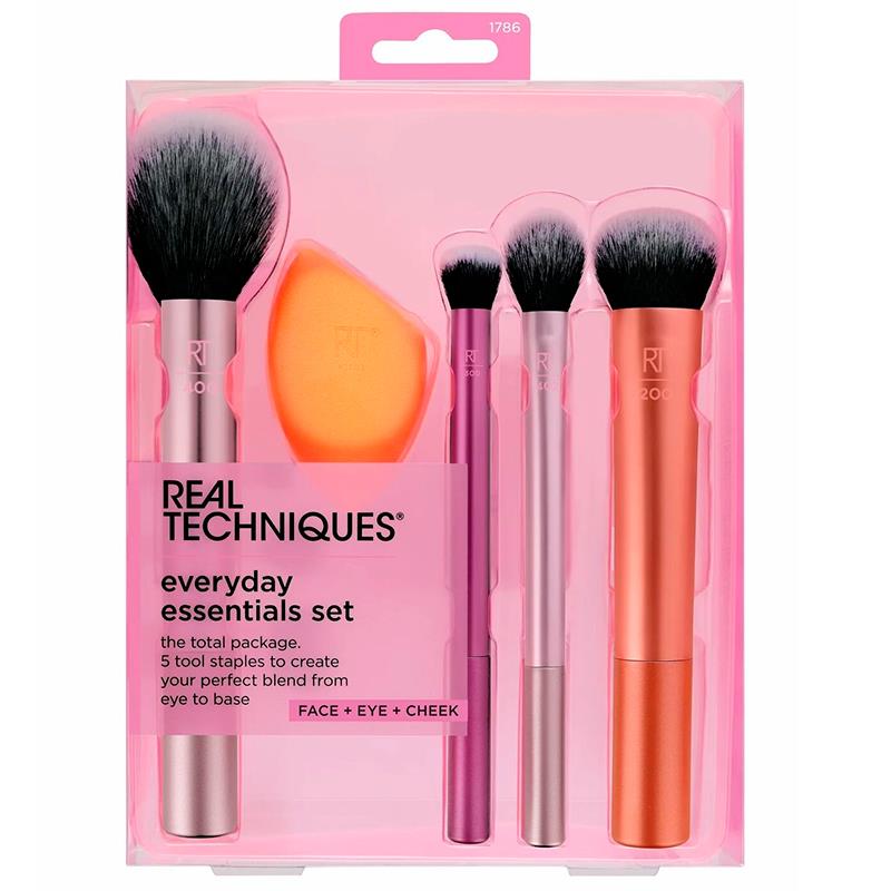CONJUNTO REAL TECHNIQUES PINCEIS DE MAQUIAGEM E ESPONJA MISTURADORA 5PCS
