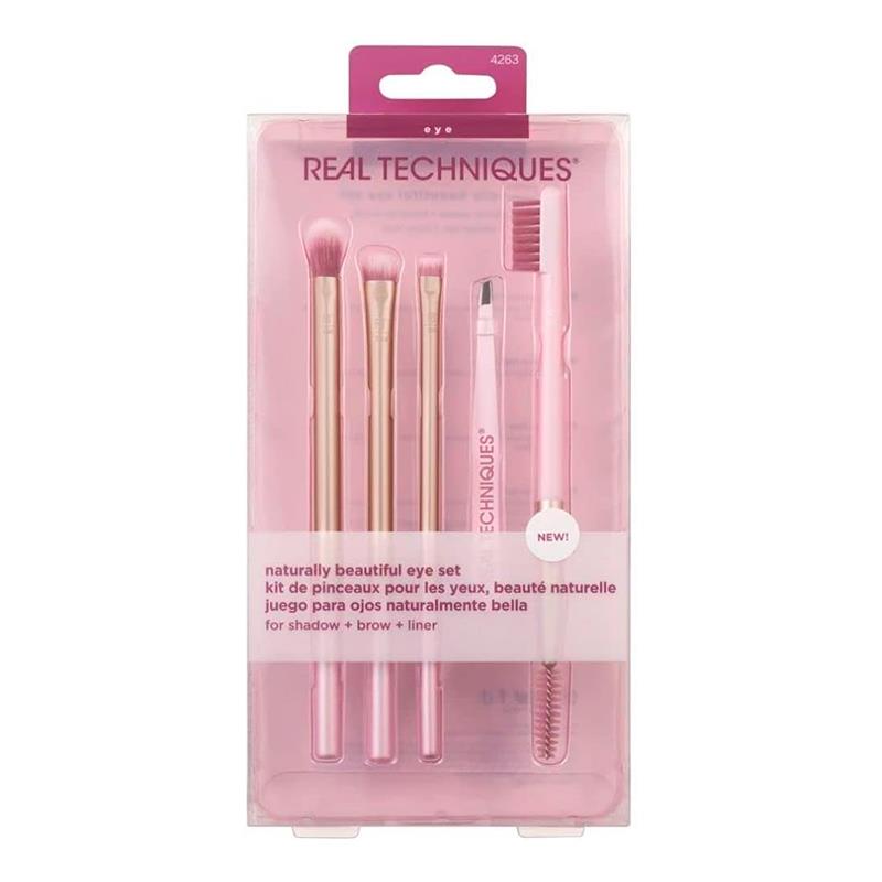 CONJUNTO DE PINCEIS DE MAQUIAGEM DE OLHOS REAL TECHNIQUES NATURALLY BEAUTIFUL EYE SET 5UN