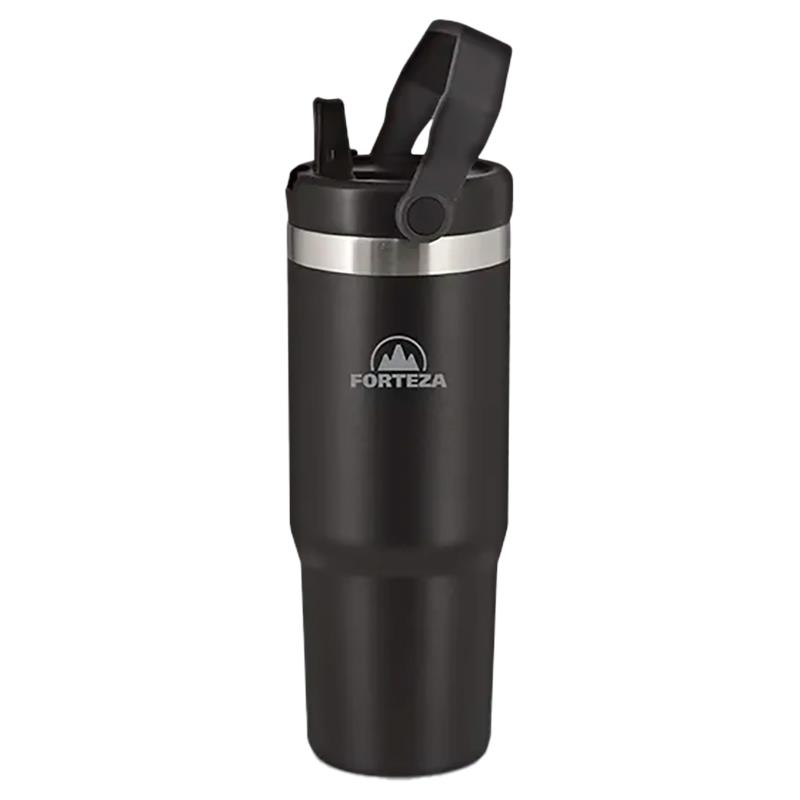 JARRA TERMICA DE ACO INOXIDAVEL FORTEZA FLIP STRAW 900ML FZ-B90K BLACK
