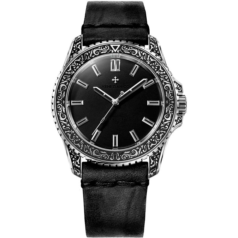 RELOGIO MASCULINO VENEZIANICO NEREIDE ACQUAFORTE 40MM 3921520 PRETO/PRATA