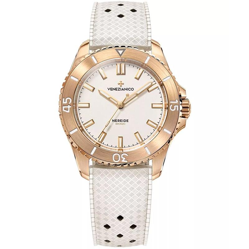 RELOGIO MASCULINO VENEZIANICO NEREIDE BRONZO 39MM 3121556 BRANCO/DOURADO