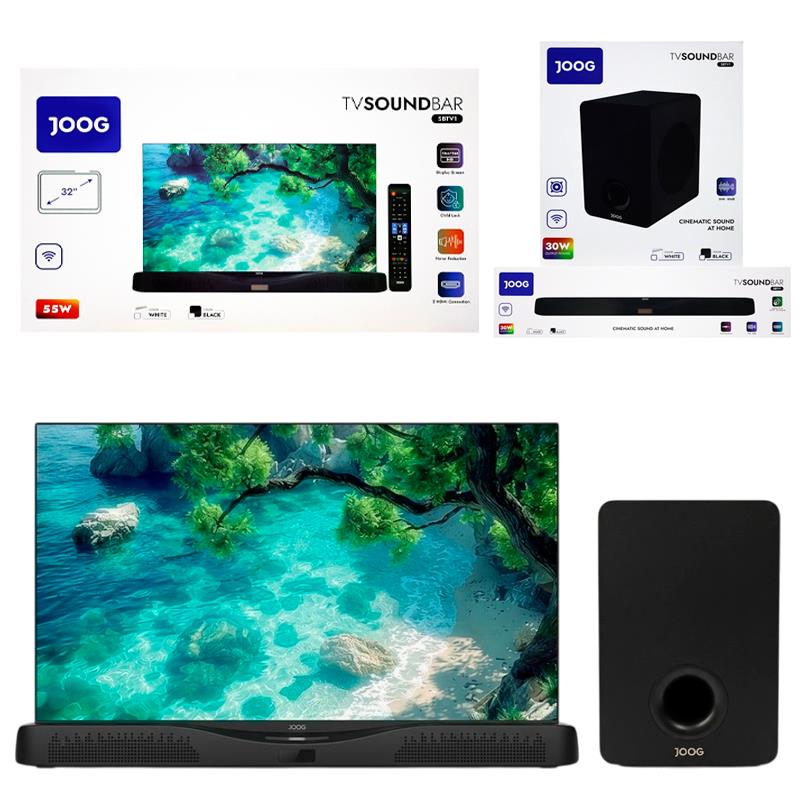 SMART TV JOOG 32" SBTV1 LED HD ANDROID COM SOUNDBAR + SUBWOOFER BLACK