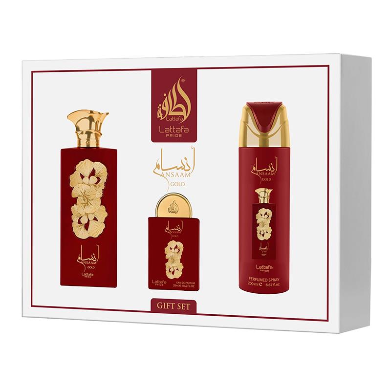 KIT PERFUME UNISSEX LATTAFA PRIDE ANSAAM GOLD GIFT SET EDP